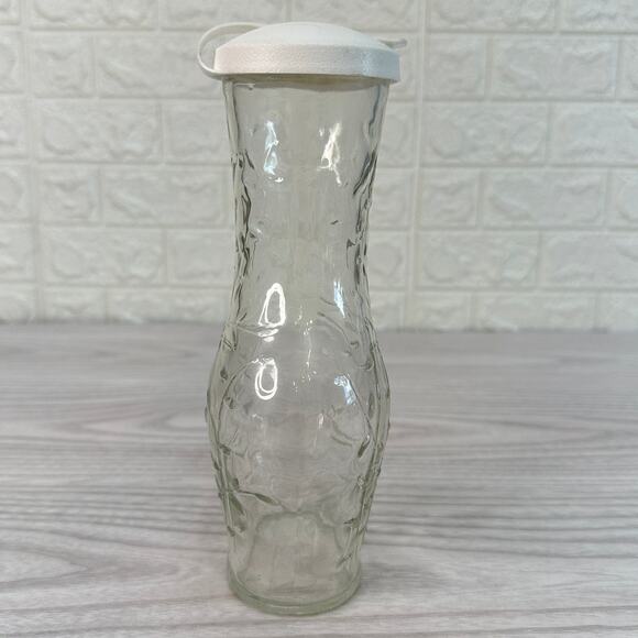 Good Seasons Salad Dressing Cruet Shaker Bottle Glass Vines Embossed w/ Lid VTG - Picture 3 of 7
